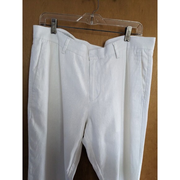 Perry Ellis Portfolio Travel Luxe White Linen Cotton Blend Pants Men's - Picture 2 of 9